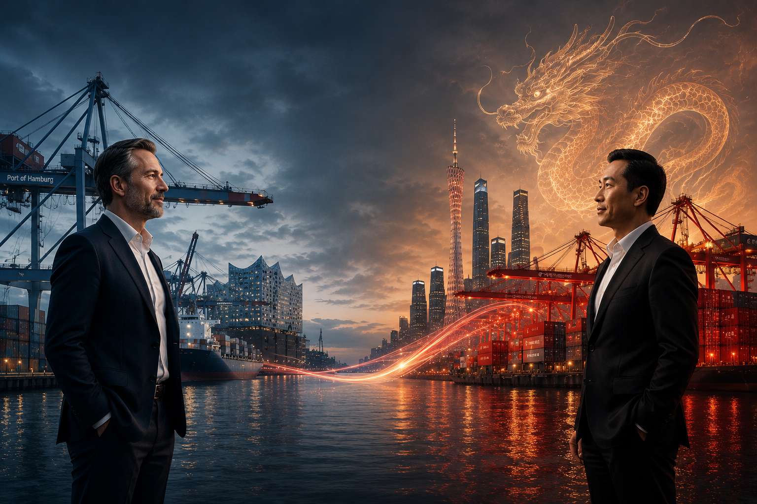 Links: Spezifikation am Bildschirm in Deutschland. Rechts: Prüfung in der Fabrik in China.